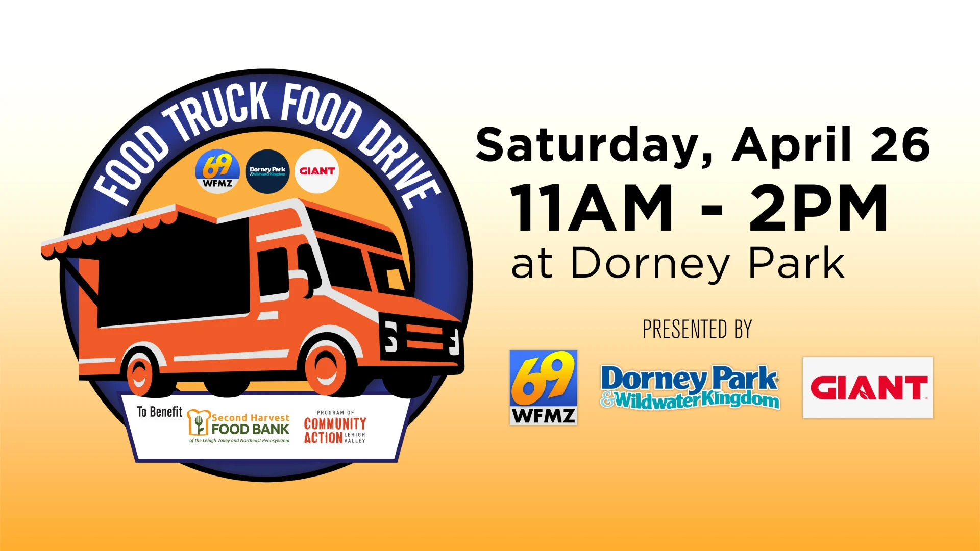 Food Truck Food Drive present by: WFMZ-TV 69 News, Dorney Park & GIANT